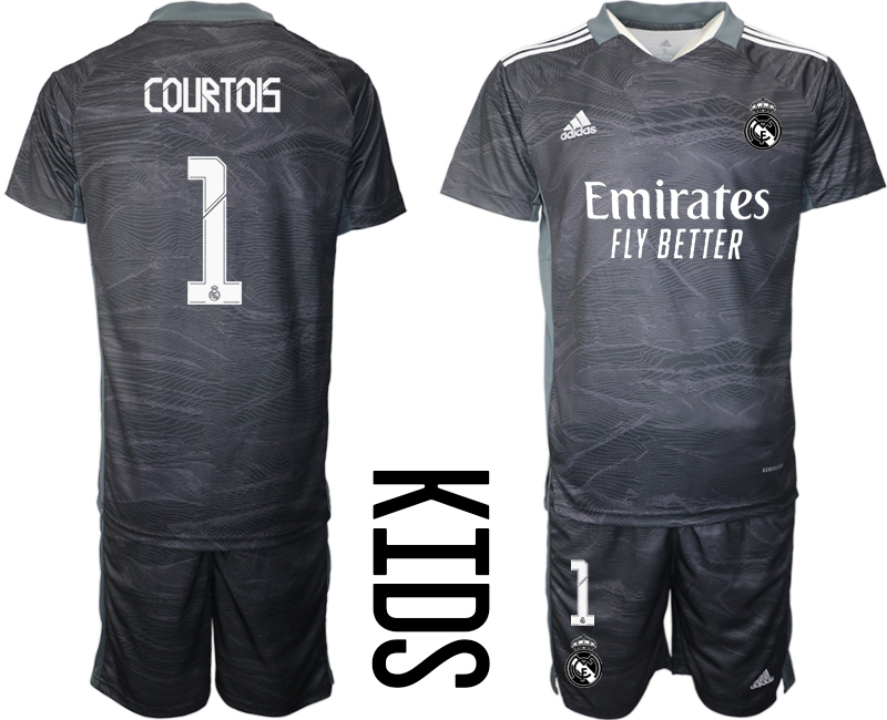 Youth 2021-2022 Club Real Madrid black goalkeeper #1 Soccer Jersey